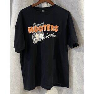 Vintage HOOTERS Aruba Black Short Sleeve‎ T-Shirt Size XL
